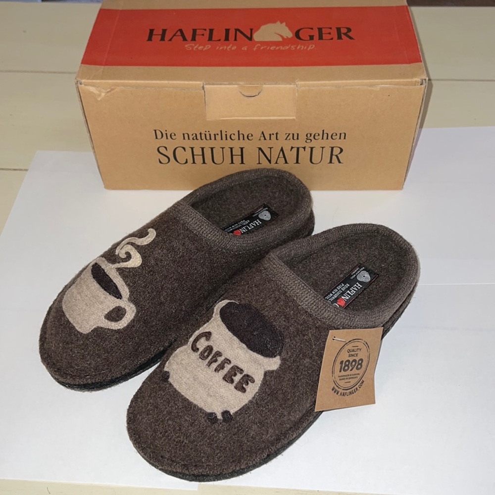 Haflinger Wool Slippers Clog NEW Sz 9 40 Coffee